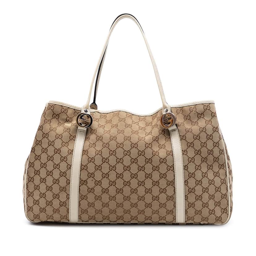 Gucci Large GG Canvas Twins Tote Beige Very good condition - Front View