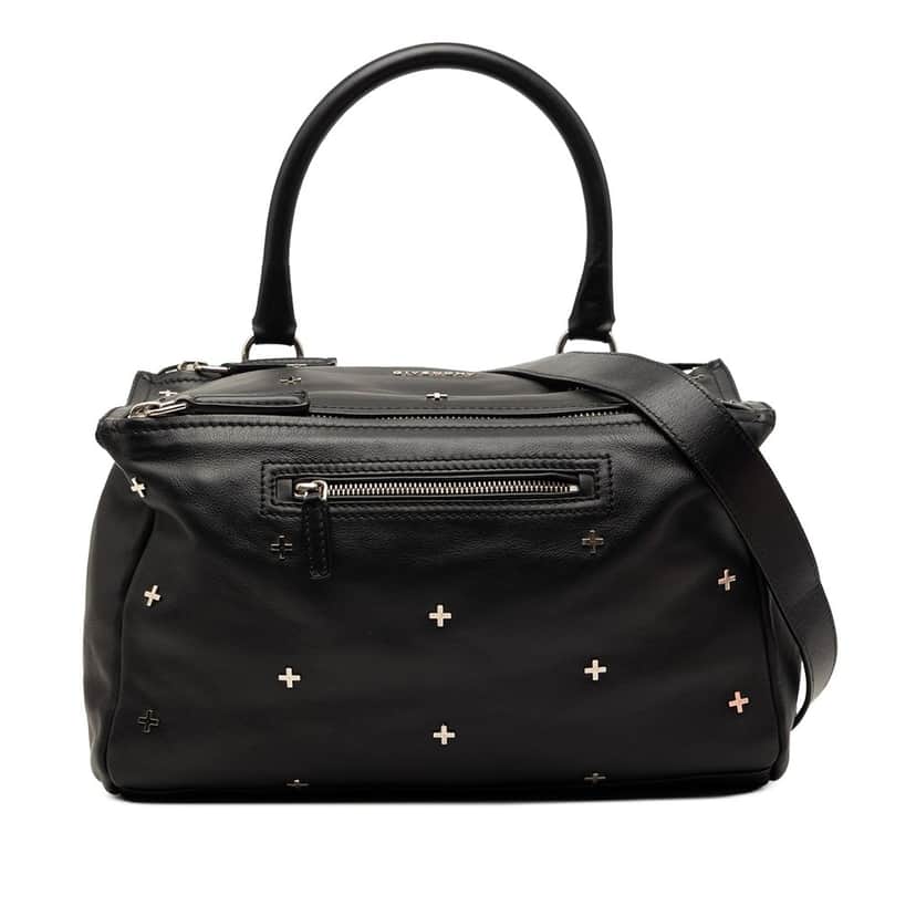 Givenchy Medium Calfskin Cross Studded Pandora Satchel Black Leather Very good condition - Front View