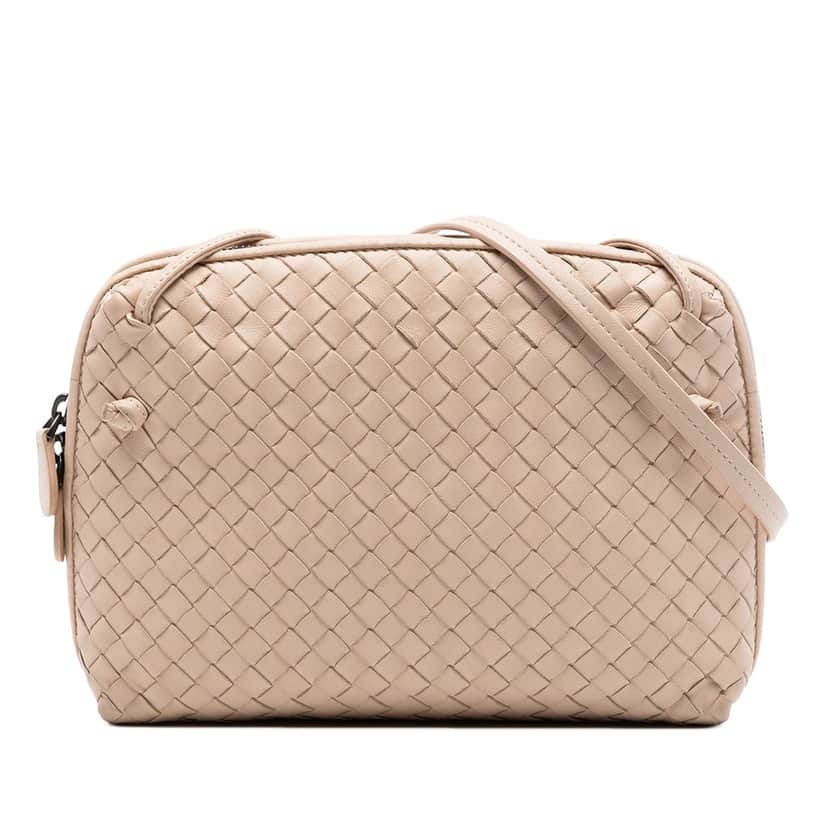 Bottega Veneta Nappa Intrecciato Nodini Crossbody Beige Leather Very good condition - Front View