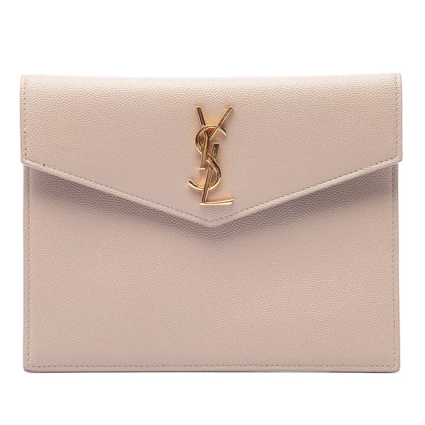 Saint Laurent Baby Grain De Poudre Uptown Pouch Beige Leather Very good condition - Front View