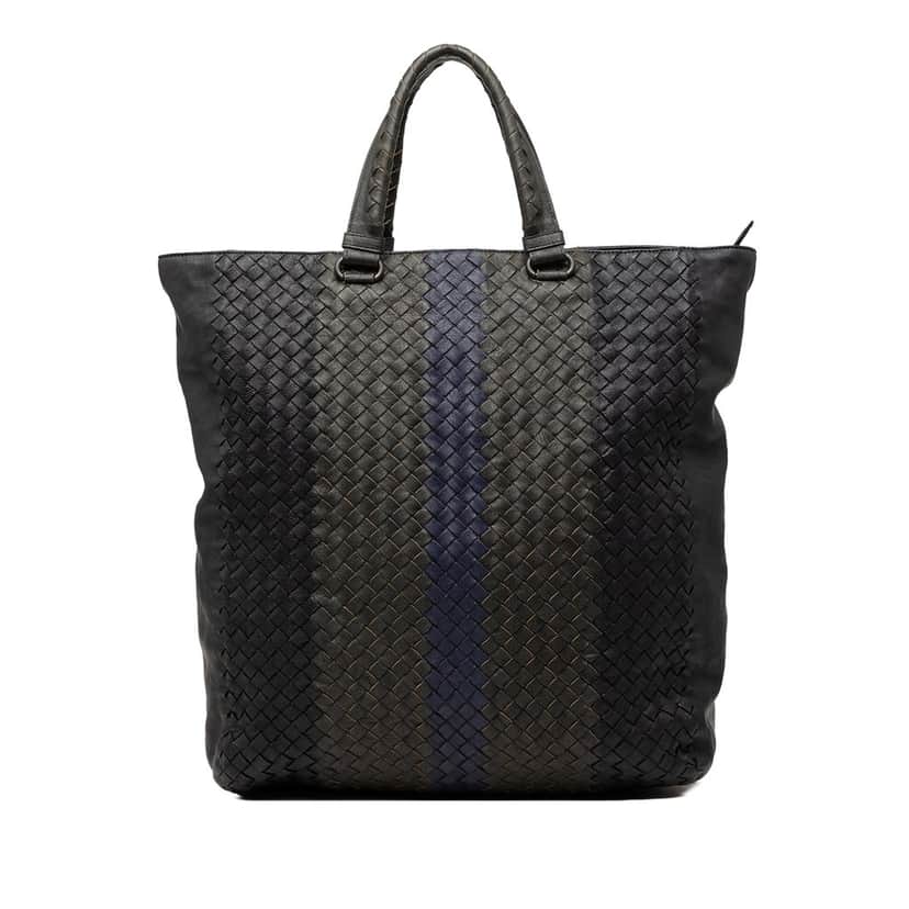 Bottega Veneta Tricolor Nappa Intrecciato Convertible Tote Black Leather Very good condition - Front View