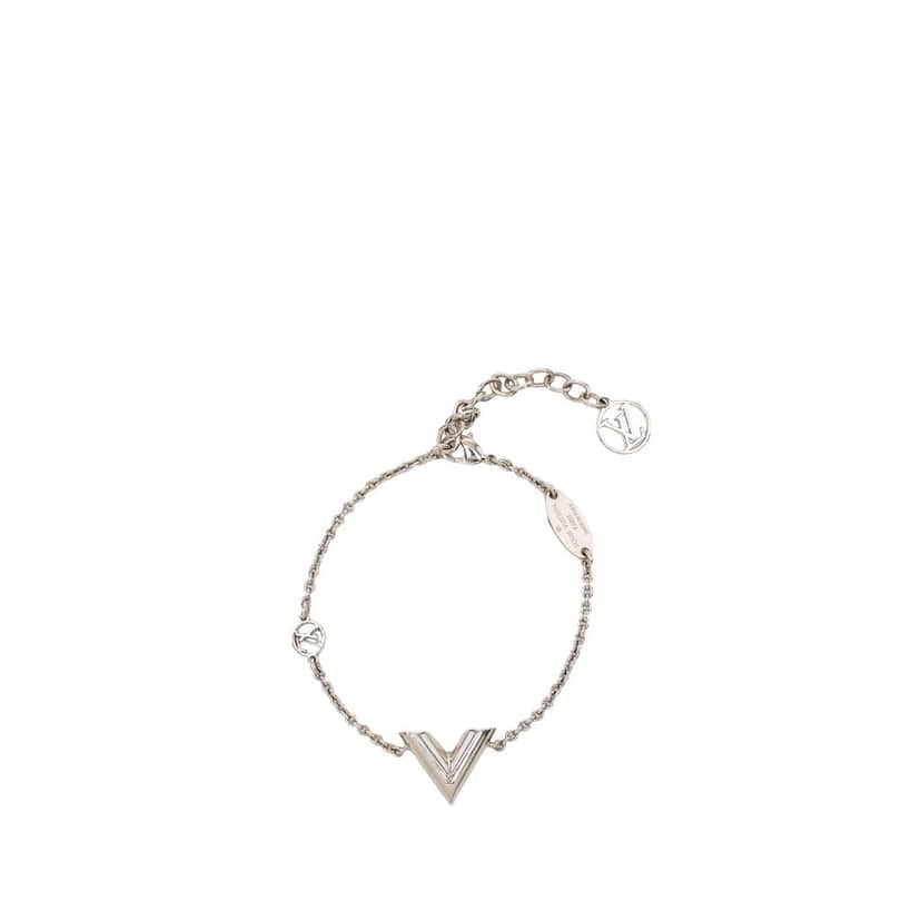 Louis Vuitton Brass Essential V Supple Bracelet Silver Metal Very good condition - Front View
