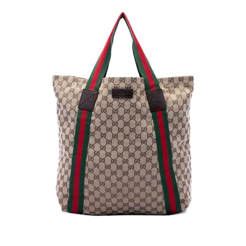 Gucci GG Canvas Web Tote Beige Very good condition - Front View