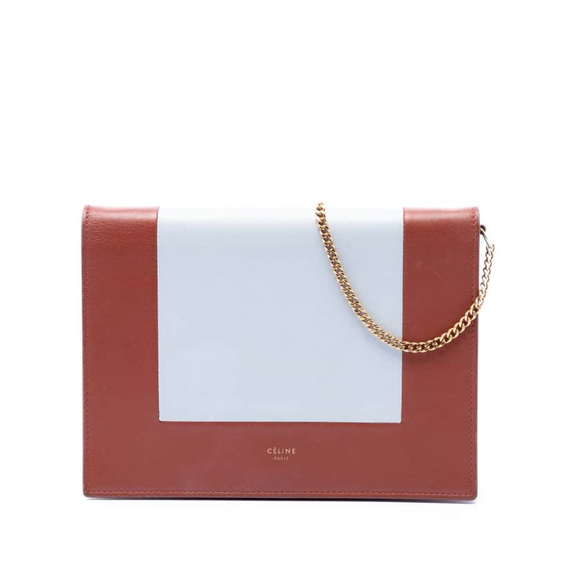Celine Leather Frame Wallet on Chain Brown Leather Very good condition - Front View