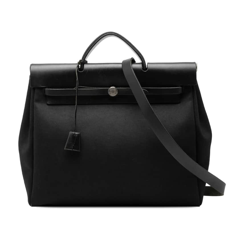 Hermès Toile Herbag MM Black Very good condition - Front View