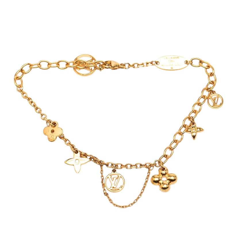 Louis Vuitton Gold Plated Monogram Blooming Supple Bracelet Gold Metal Very good condition - Front View