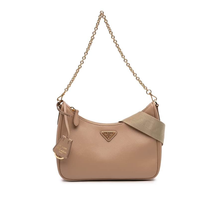 Prada Saffiano Lux Re Edition 2005 Satchel Brown Leather Very good condition - Front View