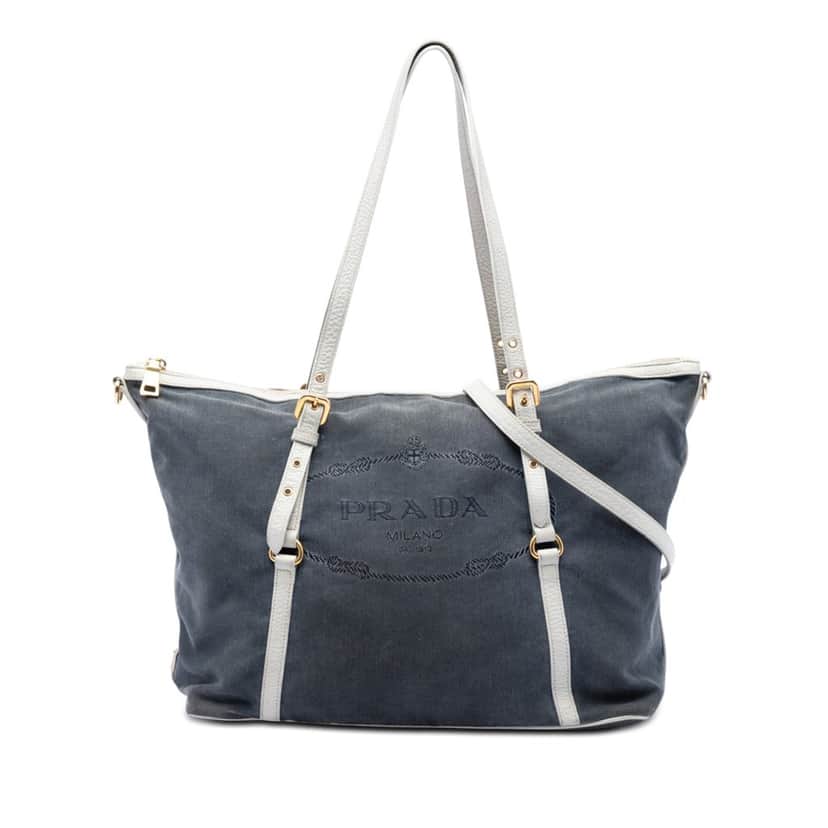 Prada Canvas Canapa Logo Satchel Blue Good condition - Front View