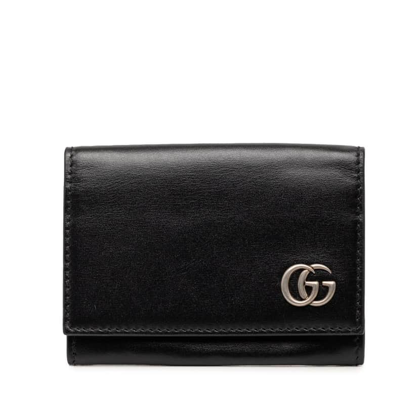 Gucci GG Marmont Calfskin Card Case Black Leather Very good condition - Front View