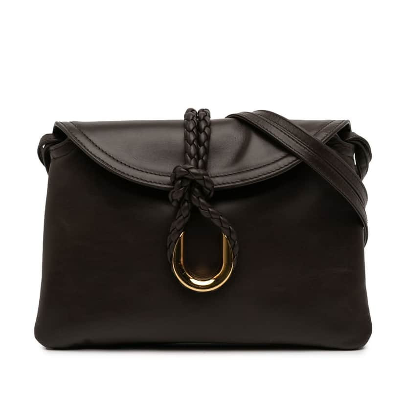 Bottega Veneta Baby Calfskin Liberta Crossbody Brown Leather Very good condition - Front View