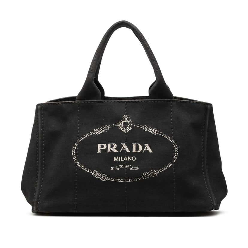 Prada Canvas Canapa Logo Satchel Black Very good condition - Front View