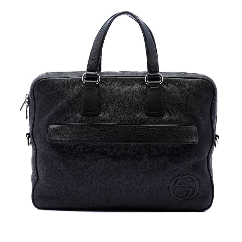 Gucci Calfskin Soho Briefcase Black Leather Very good condition - Front View
