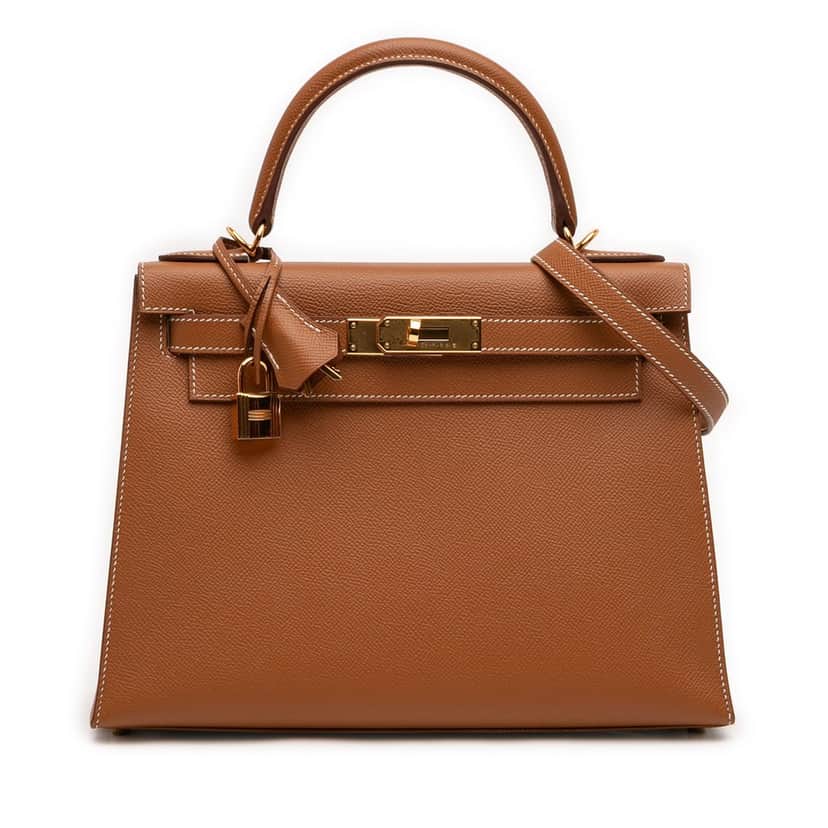Hermès Epsom Kelly II Sellier 28 Brown Leather Very good condition - Front View