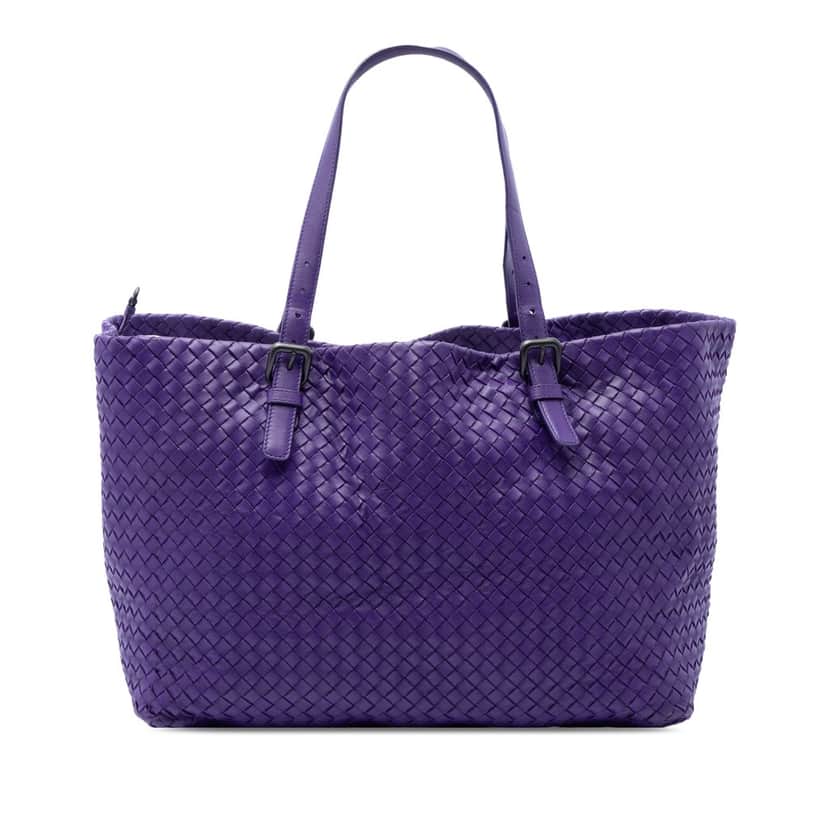 Bottega Veneta Large Nappa Intrecciato Cesta Tote Purple Leather Very good condition - Front View