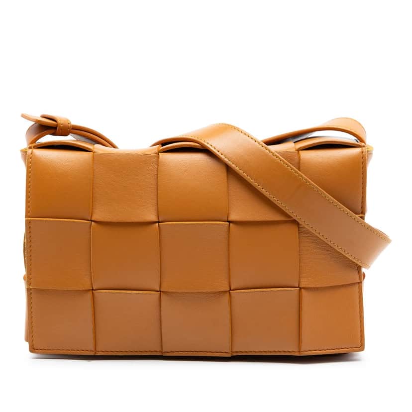Bottega Veneta Nappa Intrecciato Cassette Crossbody Brown Leather Very good condition - Front View