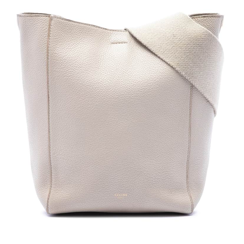 Celine Small Soft Grained Calfskin Seau Sangle Bucket Bag Brown Leather Very good condition - Front View