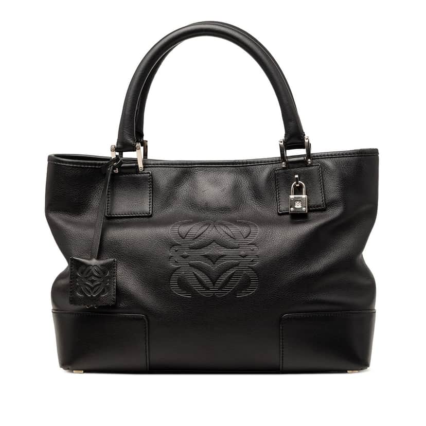 Loewe Leather Fusta 30 Tote Black Leather Very good condition - Front View
