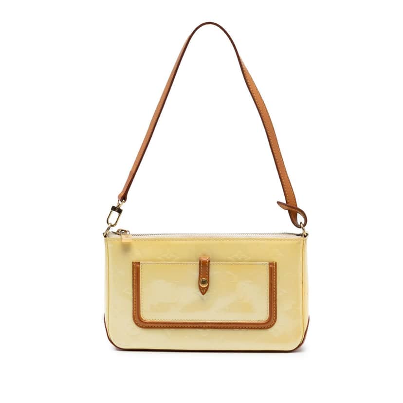 Louis Vuitton Monogram Vernis Mallory Square Yellow Leather Very good condition - Front View