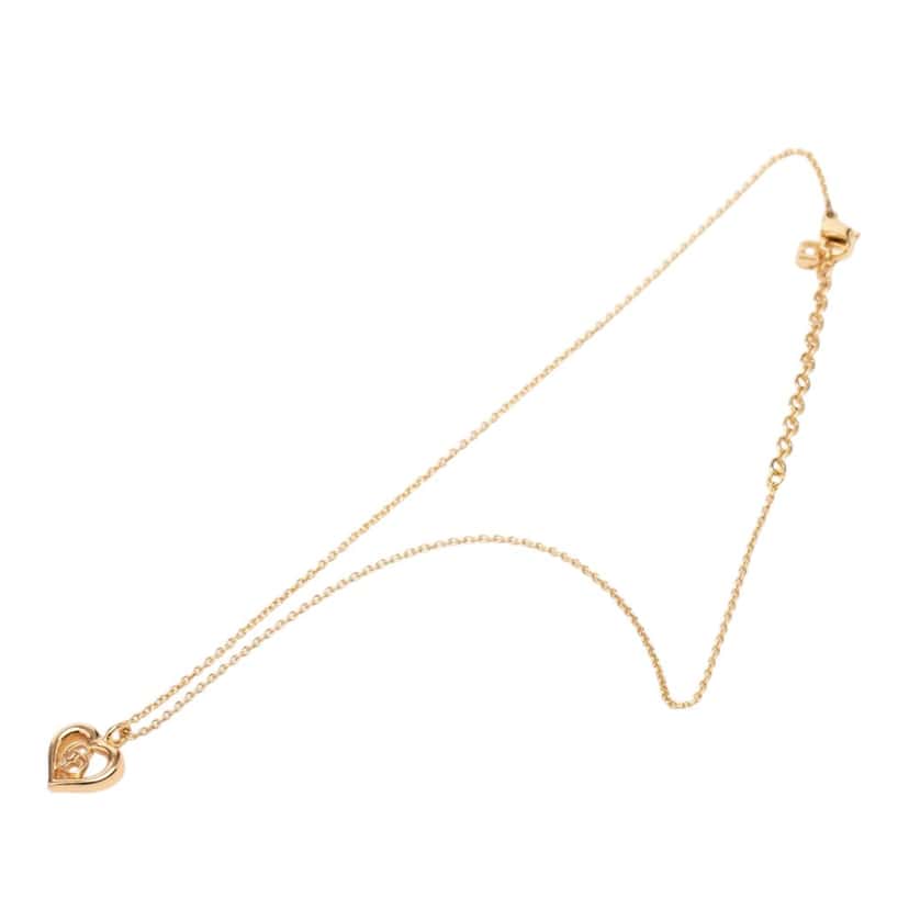 Dior Gold Plated CD Logo Heart Pendant Necklace