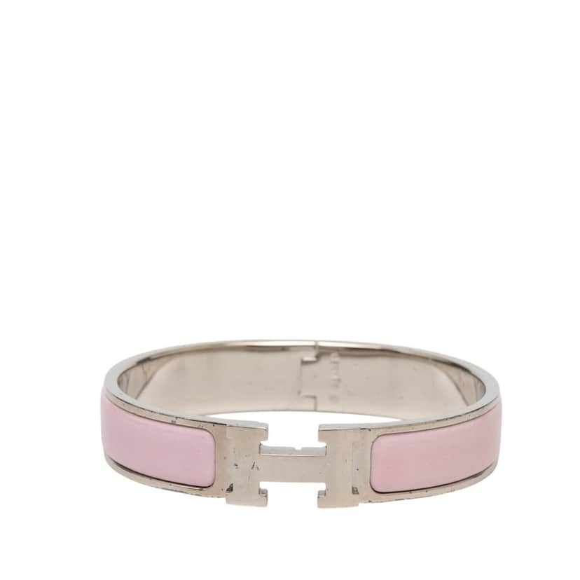 Hermès Narrow Enamel Clic H Bracelet PM Pink Very good condition - Front View