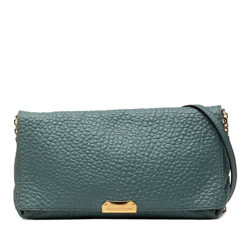Burberry Medium Grained Calfskin Mildenhall Crossbody Blue Leather Very good condition - Front View