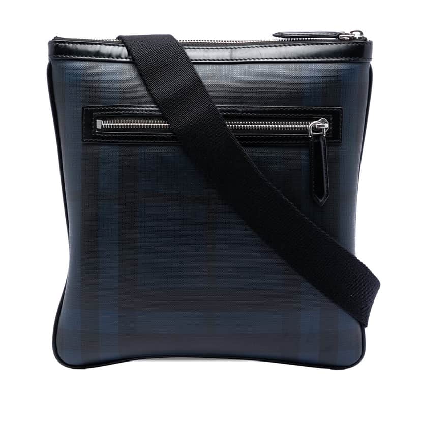 Burberry Smoke Check Coated Canvas Beckley Crossbody Blue Very good condition - Front View