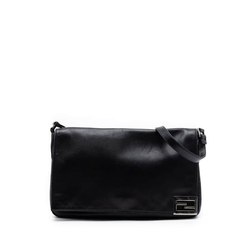 Fendi Calfskin FF Shoulder Bag Black Leather Very good condition - Front View