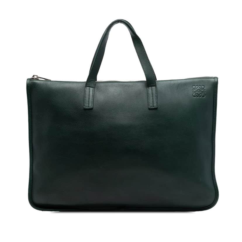 Loewe Leather Anagram Toledo Briefcase Green Leather Very good condition - Front View