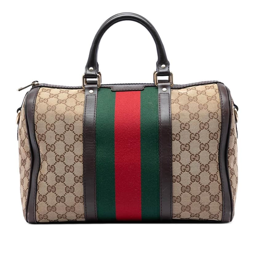 Gucci Medium GG Canvas Web Joy Boston Bag Beige Very good condition - Front View