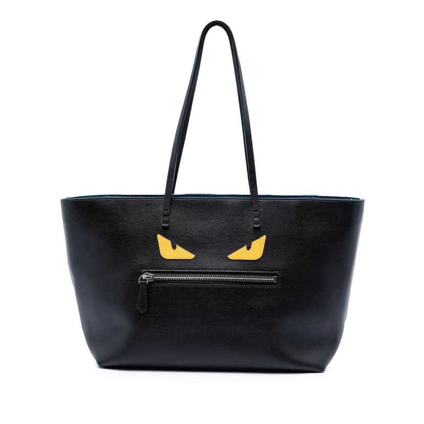 Fendi Leather Monster Roll Tote Black Leather Very good condition - Front View