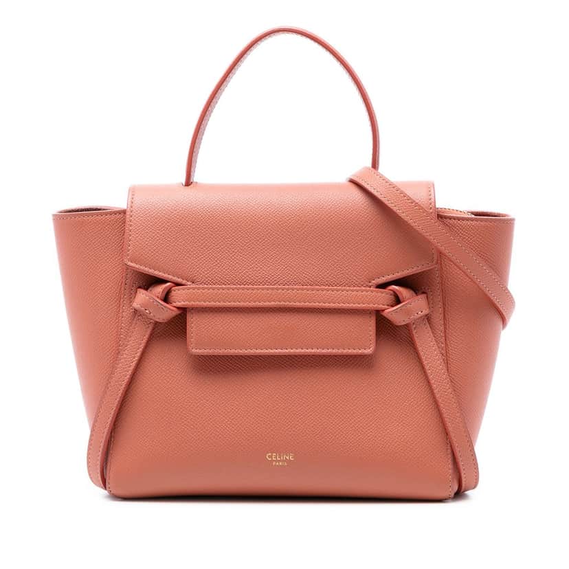 Celine Nano Grained Calfskin Belt Bag Orange Leather Very good condition - Front View