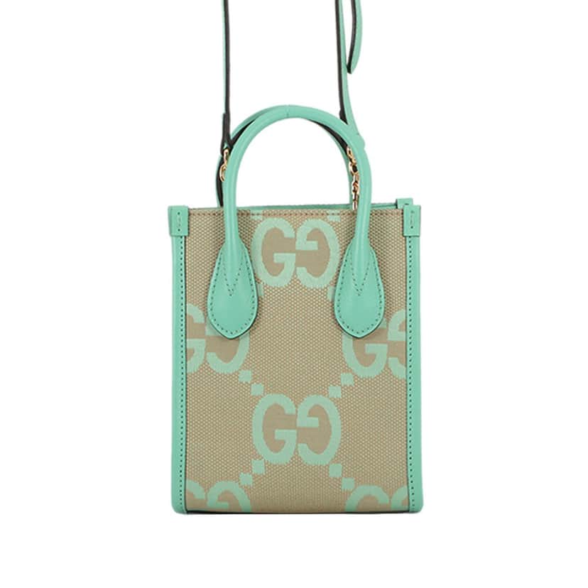 Gucci Mini Jumbo GG Canvas Interlocking G Satchel Beige Very good condition - Front View