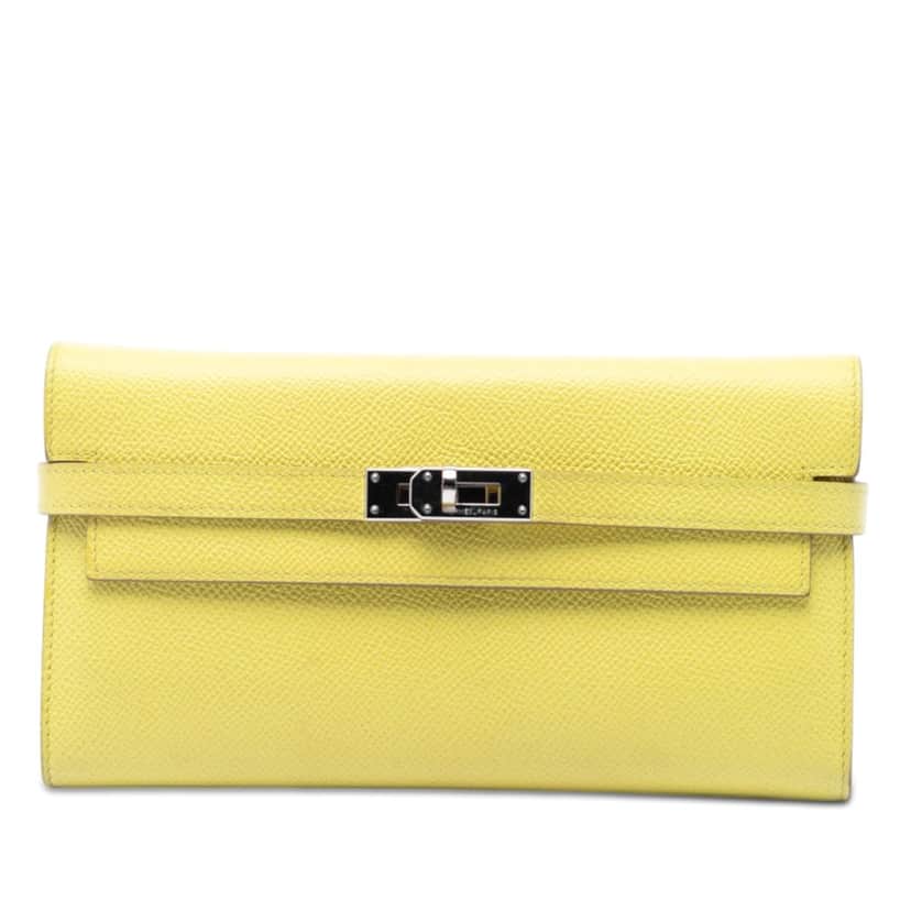 Hermès Epsom Kelly Longue Wallet Yellow Leather Very good condition - Front View