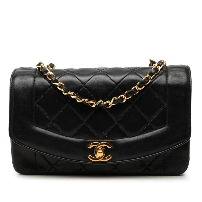 Chanel Small Lambskin Diana Flap Black Leather Very good condition - Front View