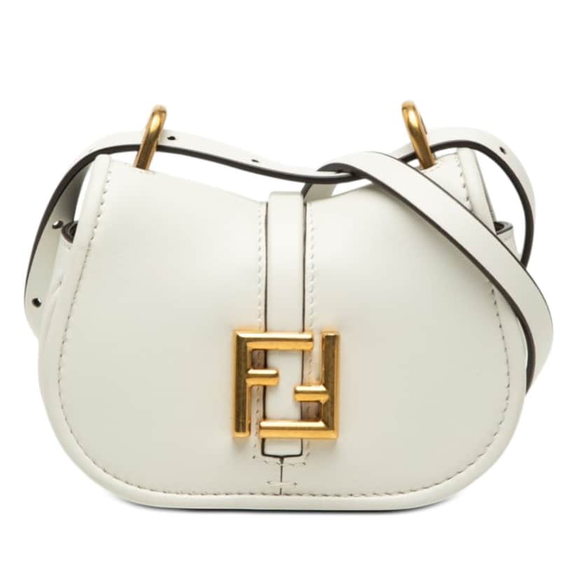 Fendi Mini Leather C’mon Crossbody White Leather Very good condition - Front View