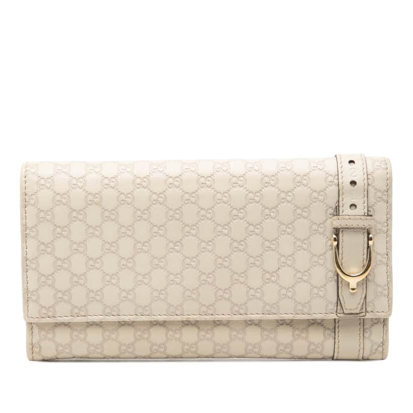 Gucci Microguccissima Nice Long Wallet White Leather Very good condition - Front View