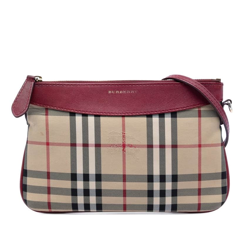 Burberry Haymarket Check Canvas Peyton Crossbody Beige Very good condition - Front View