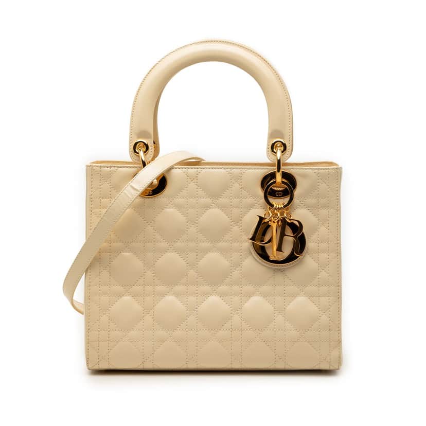 Dior Medium Patent Cannage Lady Dior Brown Leather Good condition - Front View