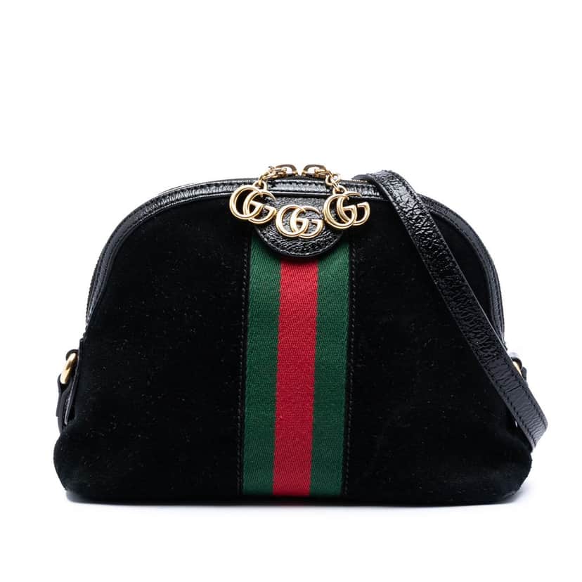 Gucci Small Suede Web Ophidia Dome Crossbody Black Leather Very good condition - Front View