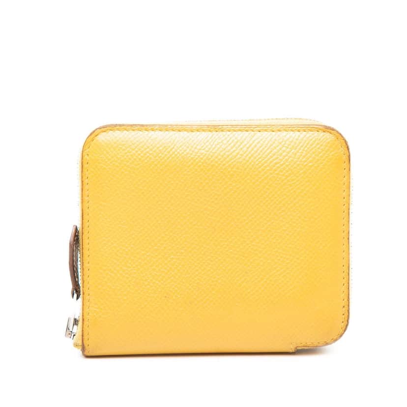 Hermès Epsom Silk In Compact Wallet Yellow Leather Very good condition - Front View