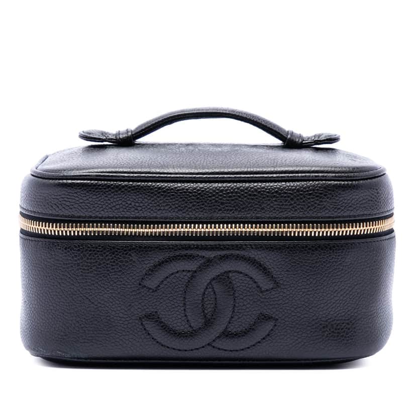 Chanel CC Caviar Vanity Bag Black Leather Very good condition - Front View