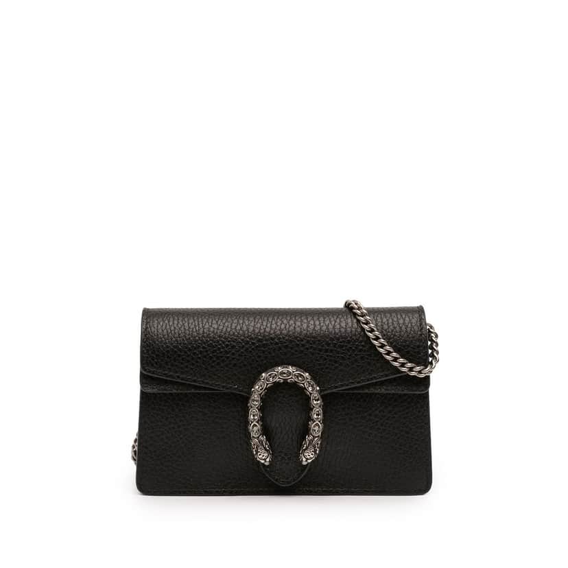 Gucci Mini Calfskin Dionysus Crossbody Black Leather Very good condition - Front View
