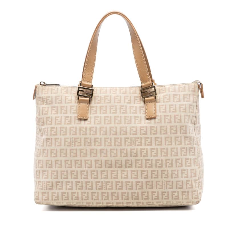 Fendi Zucchino Canvas Tote Beige Very good condition - Front View