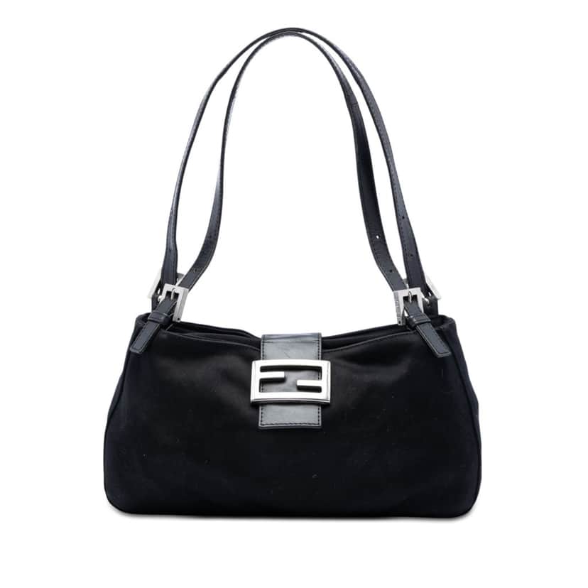 Fendi Cotton FF Shoulder Bag Black Very good condition - Front View