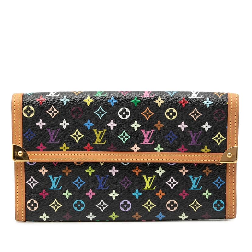 Louis Vuitton Monogram Multicolore Porte Tresor International Wallet Black Very good condition - Front View