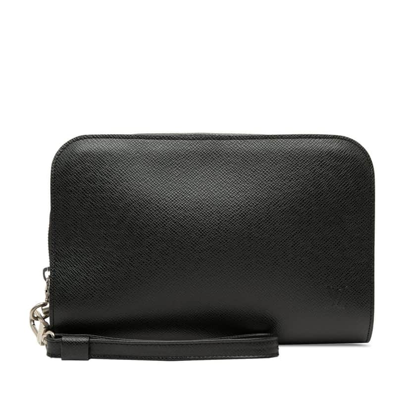 Louis Vuitton Taiga Pochette Baikal Black Leather Very good condition - Front View