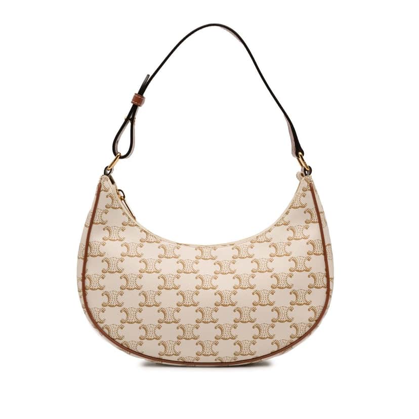Celine Triomphe Coated Canvas Ava Shoulder Bag Brown Very good condition - Front View