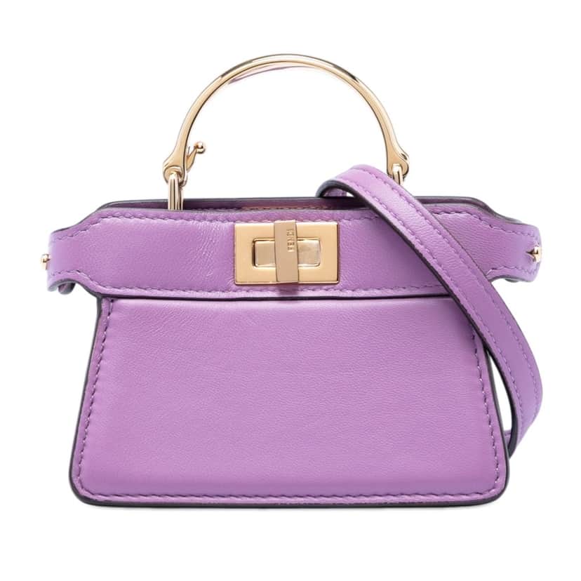 Fendi Nano Calfskin Peekaboo ISeeU Maxi Handle Satchel Purple Leather Very good condition - Front View