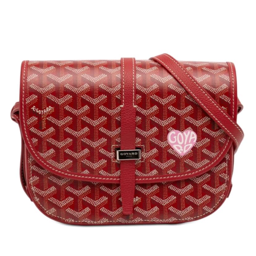 Goyard Goyardine Coeur Goyard Belvedere II PM Red Very good condition - Front View