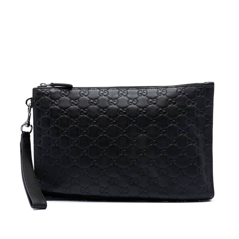 Gucci Guccissima Clutch Black Leather Very good condition - Front View
